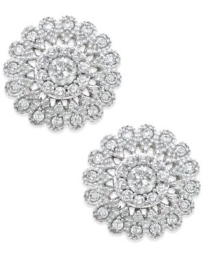 Diamond Flower Stud Earrings (1/2 Ct. T.w.) In 14k White Gold