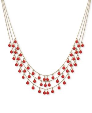 Anne Klein Shaky Stone Triple-row Collar Necklace, 17 + 3 Extender