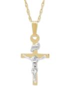 Children's Two-tone Crucifix Pendant Necklace In 14k Gold