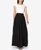 Tahari Asl Satin-collar Metallic-stripe Gown