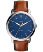 Fossil Men's The Minimalist Brown Leather Strap Watch 44mm Fs5304