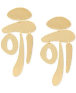 Lucky Brand Gold-tone Satin Texture Statement Drop Earrings
