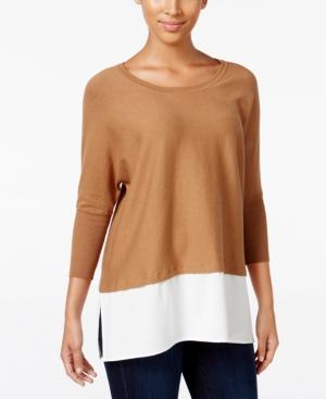 Style & Co. Dolman-sleeve Woven-hem Sweater, Only At Macy's