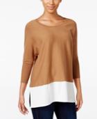Style & Co. Dolman-sleeve Woven-hem Sweater, Only At Macy's
