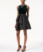 Adrianna Papell Embellished Velvet & Taffeta Dress