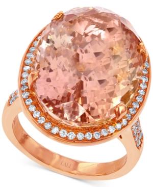 Lali Jewels Morganite (20-1/2ct. T.w.) And Diamond (9/10 Ct. T.w.) Ring In 18k Rose Gold