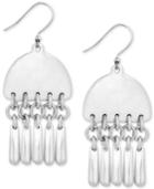 Lucky Brand Silver-tone Paddle Fringe Drop Earrings