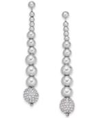 Alfani Silver-tone Pave Bead Linear Drop Earrings, Created For Macy's