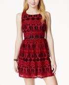 Trixxi Two Tone Lace Belted Skater Dress