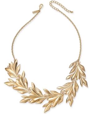 I.n.c. Gold-tone Imitation Pearl Leaf Statement Necklace, 19 + 3 Extender, Created For Macy's