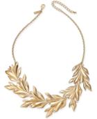 I.n.c. Gold-tone Imitation Pearl Leaf Statement Necklace, 19 + 3 Extender, Created For Macy's