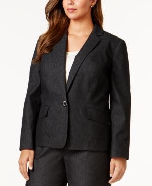 Kasper Plus Size Denim One-button Jacket