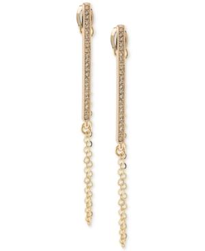 Abs By Allen Schwartz Gold-tone Pave Bar & Chain Linear Drop Earrings