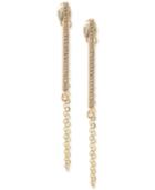 Abs By Allen Schwartz Gold-tone Pave Bar & Chain Linear Drop Earrings
