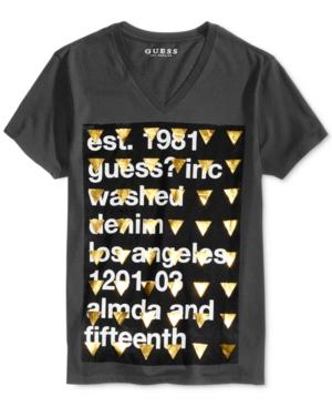 Guess Men's Metallic-print Cotton V-neck T-shirt