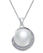 Cultured South Sea Pearl (11mm) And Diamond (1/3 Ct. T.w.) Pendant Necklace In 14k White Gold