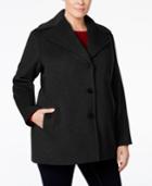 Calvin Klein Plus Size Wool-cashmere Single-breasted Peacoat, Only At Macy's