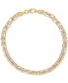 Two-tone Interlocking Link Bracelet In 10k Gold