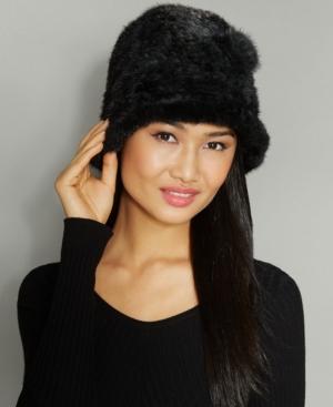 The Fur Vault Knitted Mink Fur Rosette Hat