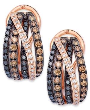 Confetti By Effy Multicolor Diamond Crossover Earrings (9/10 Ct. T.w.) In 14k Rose Gold