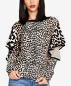 Rachel Rachel Roy Ruffled Animal-print Sweater, Created For Macy's