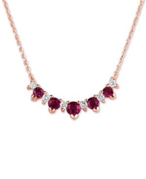 Ruby (3/4 Ct. T.w.) & Diamond (1/5 Ct. T.w.) 17 Collar Necklace In 14k Rose Gold