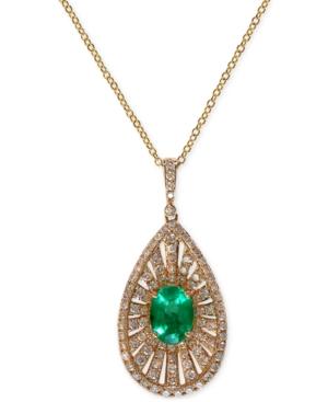 Brasilica By Effy Emerald (1-1/10 Ct. T.w.) And Diamond (4/5 Ct. T.w.) Pendant Necklace In 14k Gold