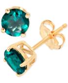 Lab-created Emerald Stud Earrings (9/10 Ct. T.w.) In 14k Gold