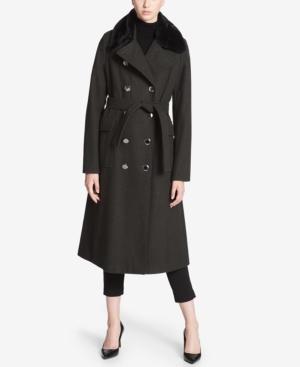 Calvin Klein Faux-fur-collar Maxi Trench Coat