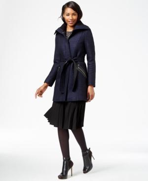 Via Spiga Faux-leather-trim Belted Trench Coat