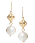 Charter Club Gold-tone Imitation Pearl & Crystal Drop Earrings, Created For Macy's
