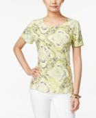 Jm Collection Mosaic-print Short-sleeve Top, Only At Macy's