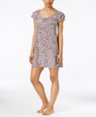 Alfani Flutter-sleeve Leopard-print Short Nightgown, Only At Macy's