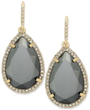 Abs By Allen Schwartz Earrings, Gold-tone Dark Gray Crystal Pave Teardrop Earrings