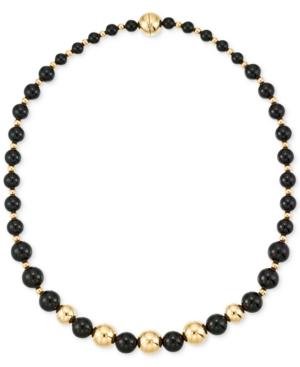 Signature Gold Onyx Beaded Necklace (6, 8 And 10mm) In 14k Gold