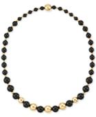 Signature Gold Onyx Beaded Necklace (6, 8 And 10mm) In 14k Gold