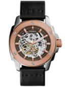 Fossil Men's Automatic Modern Machine Black Leather Strap Watch 50mm Me3082