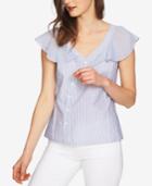 1.state Cotton Flutter-sleeve Asymmetrical Blouse