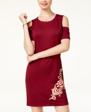 One Hart Juniors' Embroidered Cold-shoulder Dress, Created For Macy's