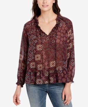 Vintage America Printed Peasant Top