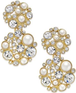 Kate Spade New York Gold-tone Imitation Pearl And Crystal Drop Earrings