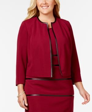 Kasper Plus Size Textured Open-front Jacket