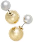 Charter Club Two-tone Imitation Pearl Front And Back Earrings, Only At Macy's