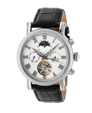 Heritor Automatic Winston Silver & White Leather Watches 45mm
