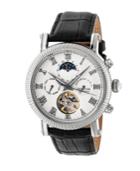 Heritor Automatic Winston Silver & White Leather Watches 45mm