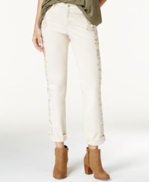 Style & Co Embroidered Vintage Pearl Wash Boyfriend Jeans, Only At Macy's