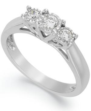 Trumiracle 14k White Gold Ring, Diamond Three-stone Ring (1/4 Ct. T.w.)