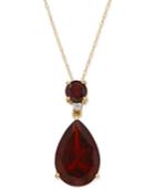 Garnet (6-1/3 Ct. T.w.) And Diamond Accent Teardrop Pendant Necklace In 10k Gold