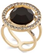 Inc International Concepts Gold-tone Black Stone And Crystal Halo Ring, Only At Macy's