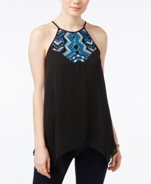 Bcx Juniors' Embroidered Trapeze Halter Top